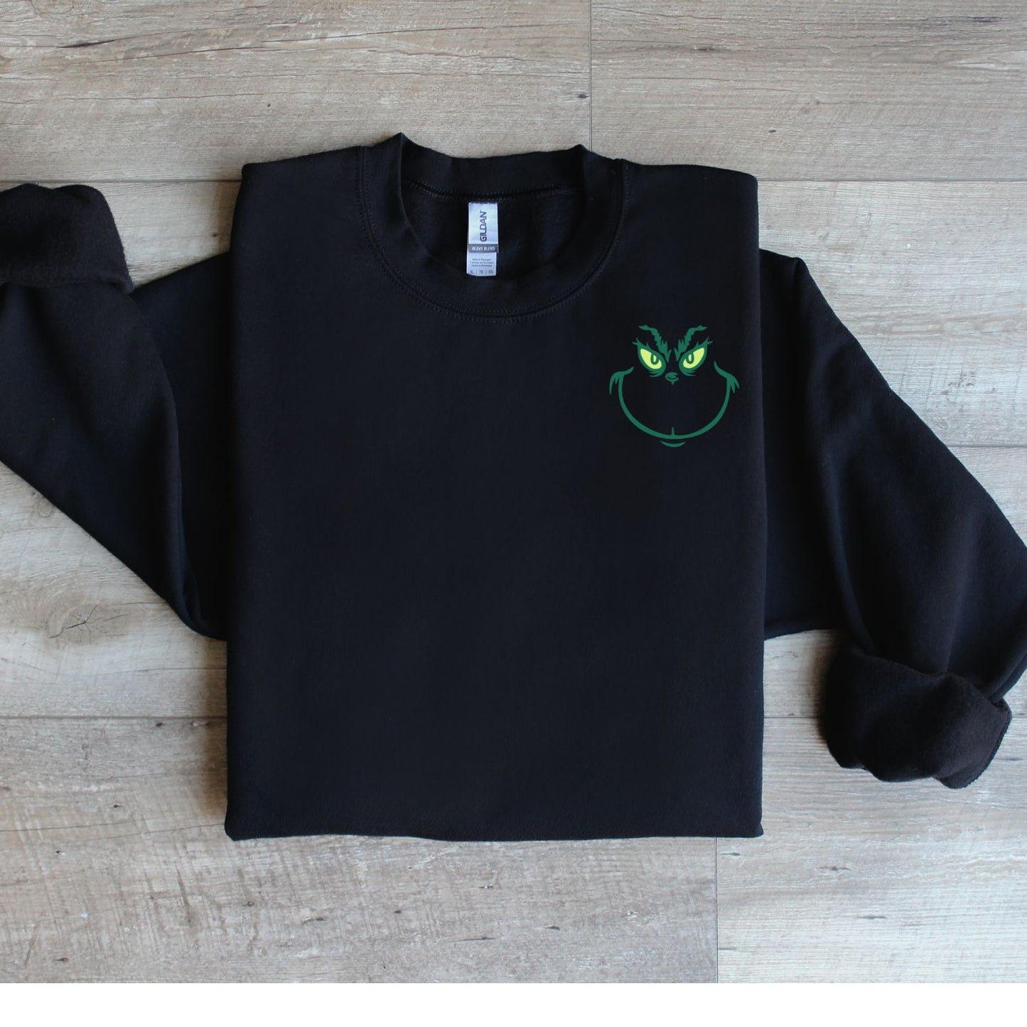 Grinch Face Embroidered Crew