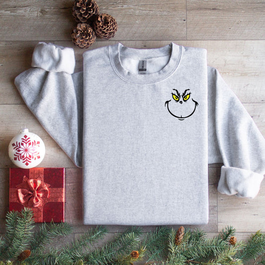 Grinch Face DTF Print Crew